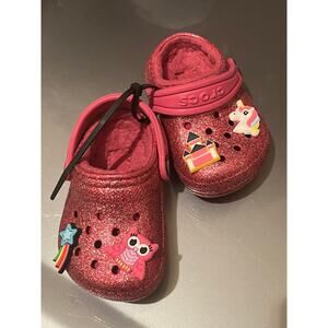 Toddler Crocs Size 4 Baby Clogs Pink Owl Stars Castle Pony Charms
